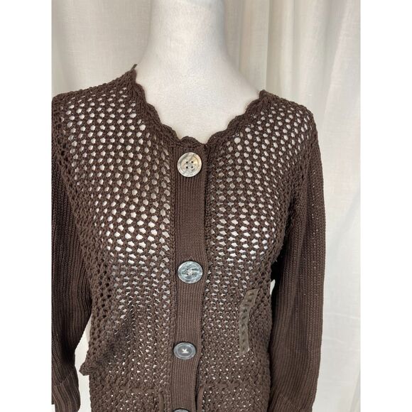 Gap Brown Open-Knit Button-Front Cardigan Sweater – Size XL, Boho Chic Layer - Picture 3 of 5